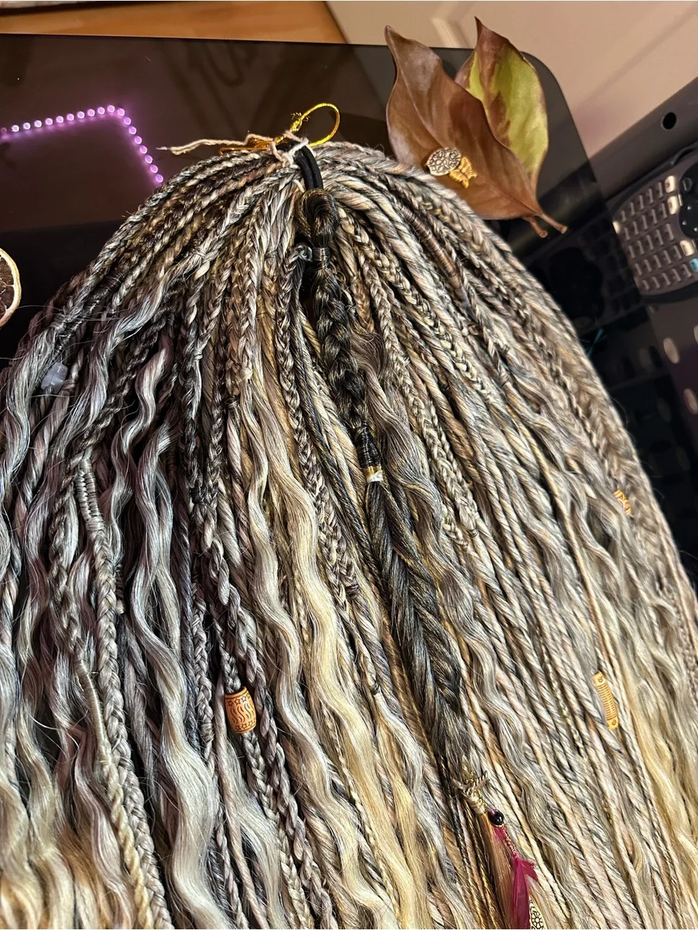 Black and Blonde Braided Hairpiece with  Accents New 70 DE Dreadlocks